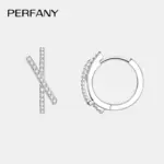 pendientes de aro de moissanita para mujer, 0,28 CT, plata pura S925, diseño cruzado, diamante de laboratorio, joyería de moda, regalo de fiesta 5