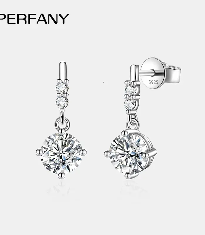 0,5/1CT pendiente de gota de moissanita para mujer S925 plata pura cuatro garras laboratorio diamante moda joyería de boda de lujo 1