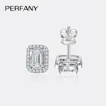 pendientes de moissanita con esmeralda/corte de radiación para mujer, joyería de boda de diamante de imitación Rectangular de plata pura S925, 2 quilates 4 pendientes de moissanita con esmeralda/corte de radiación para mujer, joyería de boda de diamante de imitación Rectangular de plata pura S925, 2 quilates 4