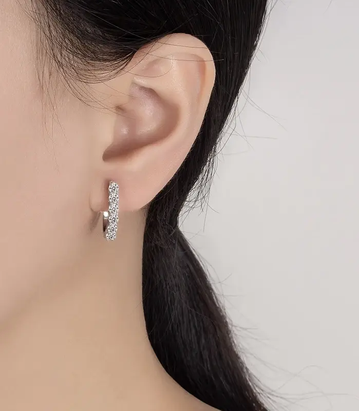 pendientes de moissanita de 1,2 quilates para mujer, plata pura S925, diamantes certificados GRA, hebillas de oreja de fila recta, joyería de moda 2