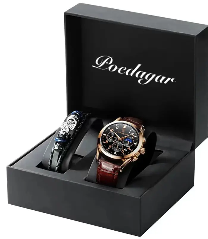 relojes para hombre, de cuero de moda, resistente al agua, parte superior luminosa, de lujo, de cuarzo, Masculino, 2025 1