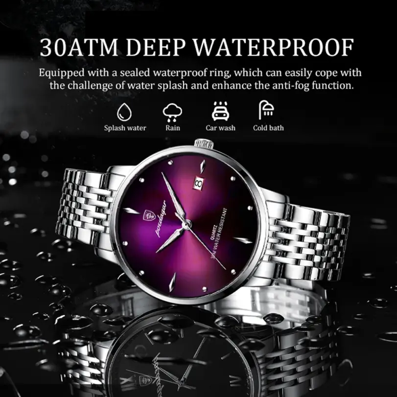 Reloj de lujo para hombre, relojes luminosos resistentes al agua de acero inoxidable, reloj deportivo de cuarzo, reloj de pulsera de negocios con fecha para hombre 3