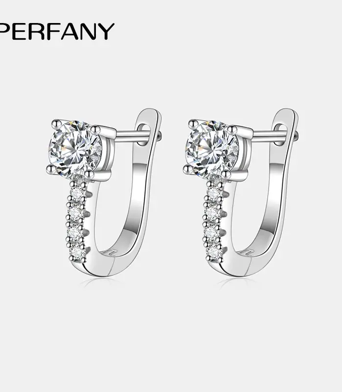 pendientes de aro de moissanita para mujer, 100% de plata pura brillante, diamante de laboratorio, joyería de alta gama para boda, 0,5 quilates 1