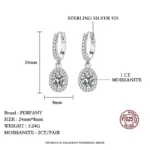 pendientes de gota de moissanita de corte ovalado de 1CT para mujer, plata pura S925, diamantes cultivados de laboratorio, joyería de boda de lujo 2 pendientes de gota de moissanita de corte ovalado de 1CT para mujer, plata pura S925, diamantes cultivados de laboratorio, joyería de boda de lujo 2