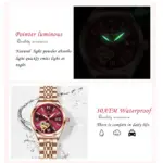 relojes para mujer, moda de oro rosa, acero inoxidable, reloj de pulsera de cuarzo resistente al agua, regalo romántico para novia 3