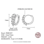 pendientes de aro de moissanita con corte de Esmeralda de 1,5 quilates, joyería de lujo para boda, 100% de plata pura, diamante de laboratorio 3 pendientes de aro de moissanita con corte de Esmeralda de 1,5 quilates, joyería de lujo para boda, 100% de plata pura, diamante de laboratorio 3