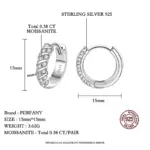 PERFANY-pendientes de aro de moissanita para mujer, S925 plata pura, Diamante de laboratorio, joyería de fiesta de boda, moda 3