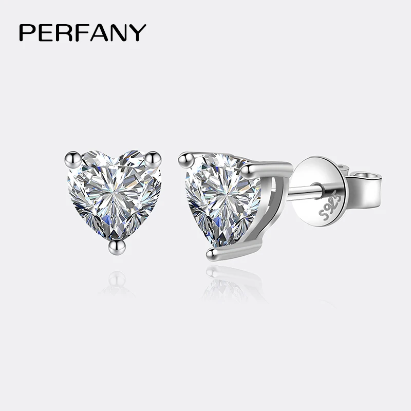 Pendientes de moissanita de 1CT/2CT para mujer, pendientes de diamantes de laboratorio de corte en forma de corazón de plata pura S925, joyería de lujo 1 Pendientes de moissanita de 1CT/2CT para mujer, pendientes de diamantes de laboratorio de corte en forma de corazón de plata pura S925, joyería de lujo 1