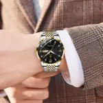 Reloj para hombre, de acero inoxidable, de lujo, con botón pulsador, cierre oculto, resistente al agua, luminoso, con fecha, semana, relojes de pulsera deportivos 6