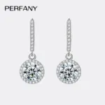 Pendientes de moissanita de 1 quilate para mujer, pendientes redondos de plata pura S925 con certificado GRA, joyería de boda de moda 5