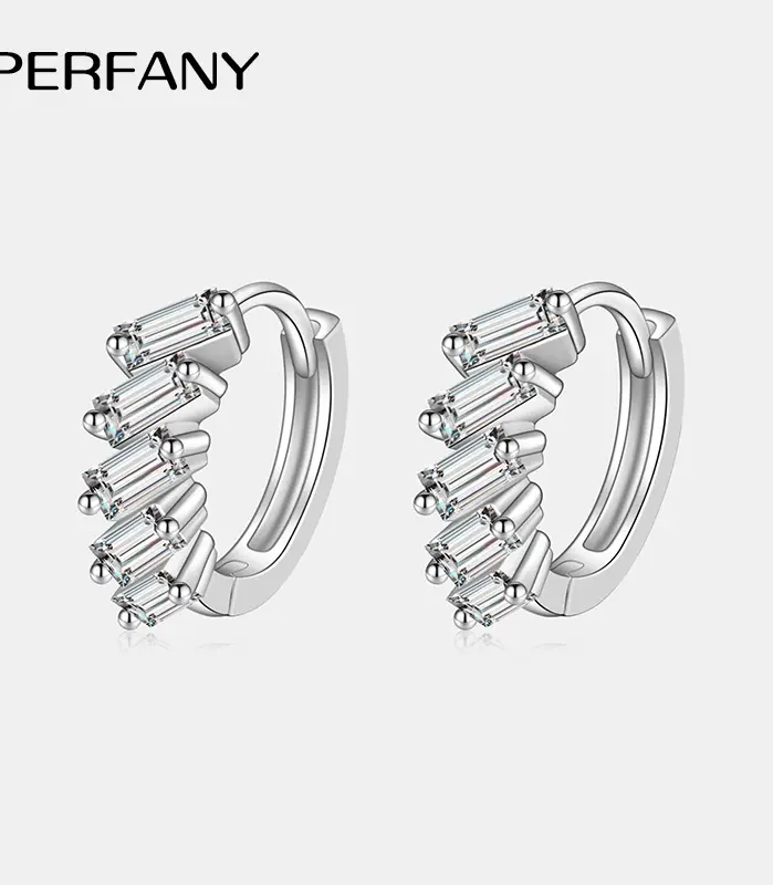 pendientes de aro de moissanita con corte de Esmeralda de 1,5 quilates, joyería de lujo para boda, 100% de plata pura, diamante de laboratorio 1