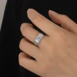 Anillo de moissanita para hombre, 0,5/1CT, plata pura S925, diseño esmerilado, anillo de boda de diamante eterno, joyería de lujo 2 Anillo de moissanita para hombre, 0,5/1CT, plata pura S925, diseño esmerilado, anillo de boda de diamante eterno, joyería de lujo 2