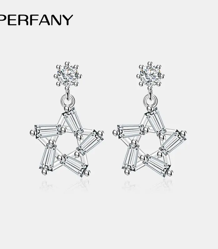 pendientes de gota de moissanita para mujer, 0,2 quilates, plata pura S925, diseño de estrella, diamante de laboratorio, regalo de fiesta, joyería 1