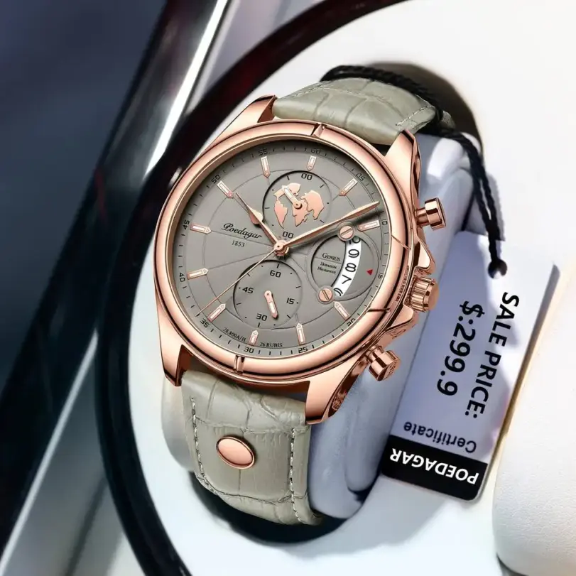 Reloj de pulsera deportivo para hombre, cronógrafo de cuarzo, de cuero, luminoso, resistente al agua, informal, de lujo 1 Reloj de pulsera deportivo para hombre, cronógrafo de cuarzo, de cuero, luminoso, resistente al agua, informal, de lujo 1