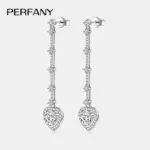 pendientes de gota de moissanita de 1CT para mujer, aretes largos de plata pura S925 con forma de corazón de laboratorio, joyería de fiesta de lujo 4