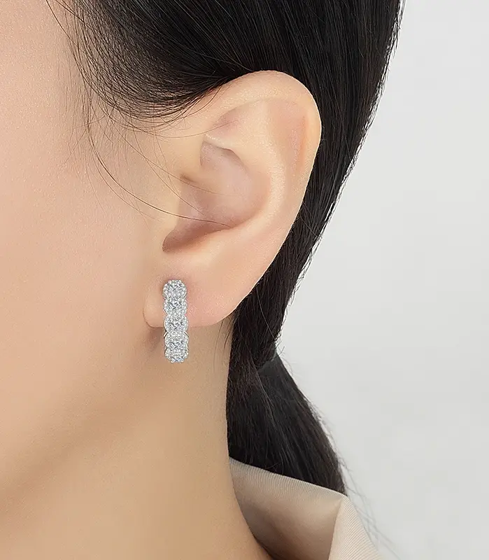 pendientes de aro de moissanita para mujer, 100% de plata pura, diamante de laboratorio, elegante, alta joyería, regalo de fiesta 2