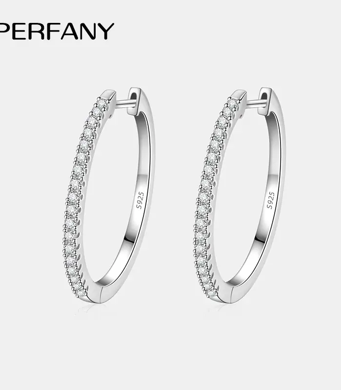 pendientes de aro de moissanita para mujer, 0,54 CT, plata pura S925, diamante brillante de laboratorio, regalo de joyería de boda de lujo 1