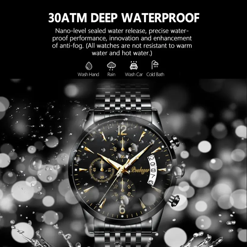 Reloj POEDAGAR, nuevo reloj de moda para hombre, resistente al agua, luminoso, con fecha, relojes deportivos, reloj de pulsera de cuarzo de lujo para hombre, reloj de lujo para hombre + caja 2