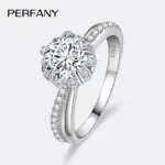 Anillo de moissanita de 1 quilate para mujer, chapado en plata pura S925, oro blanco de 18 quilates, diamante de laboratorio, joyería de boda eterna 1 Anillo de moissanita de 1 quilate para mujer, chapado en plata pura S925, oro blanco de 18 quilates, diamante de laboratorio, joyería de boda eterna 1