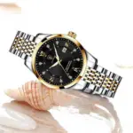 relojes de lujo de cuarzo para mujer, reloj de pulsera resistente al agua con fecha luminosa, inoxidable, regalo para novia 6
