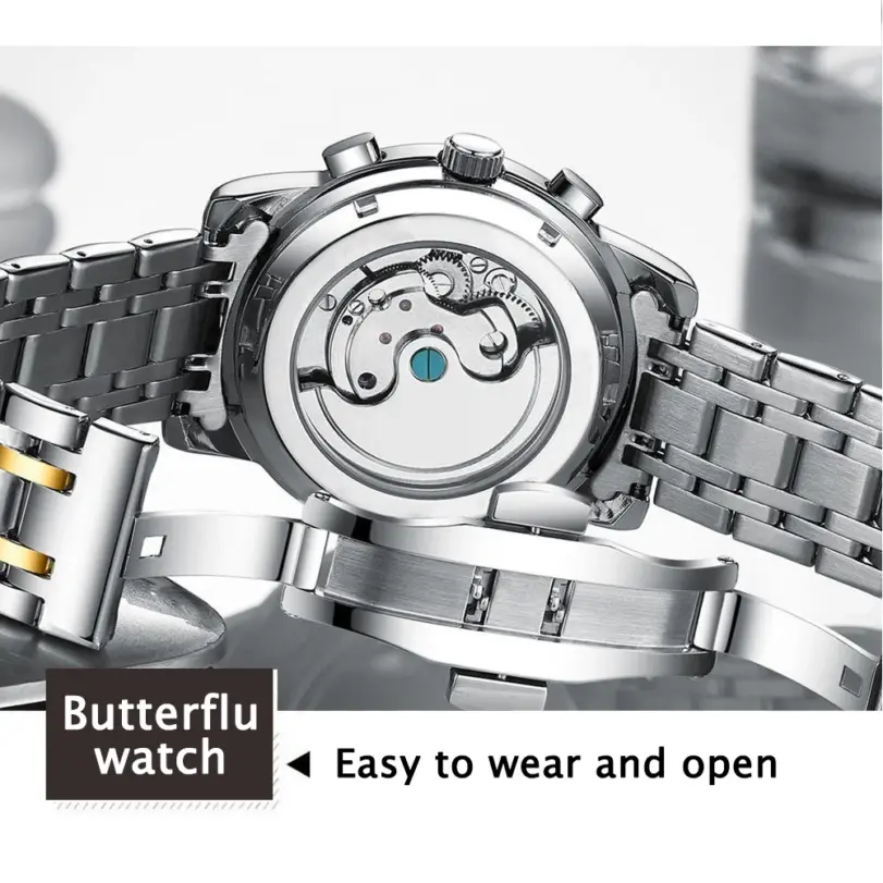 Reloj de negocios reloj Tourbillon mecánico automático para hombre, relojes deportivos de acero inoxidable a la moda de lujo, reloj Masculino 4