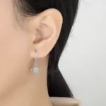 0.08CT Moissanite trébol gota pendiente mujeres S925 plata pura laboratorio cultivar diamante joyería de boda de moda ﻿ 2