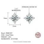 Pendientes de moissanita 0,5/1CT para mujer S925 plata pura estrella de cuatro garras pendientes de diamantes certificados GRA joyería de fiesta 3