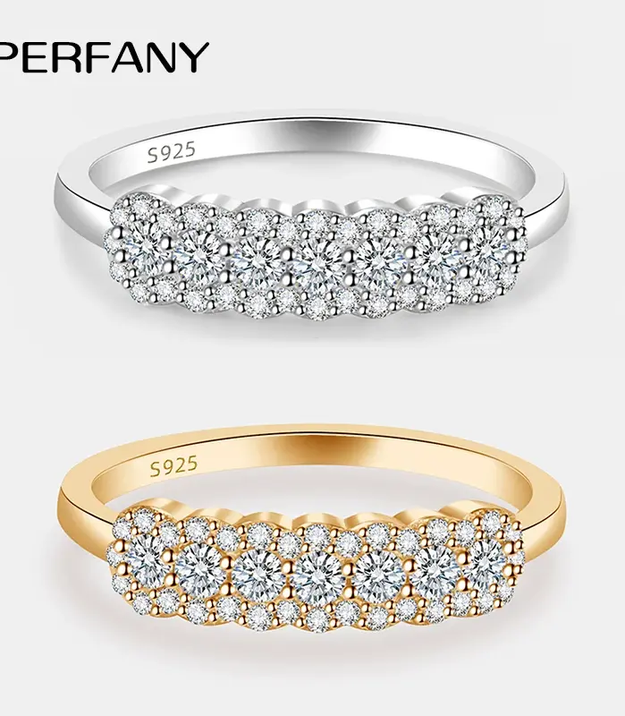 Anillos de boda de moissanita de 0,37 quilates para mujer, anillo eterno con diseño de flor de plata pura S925, joyería de lujo para boda 1