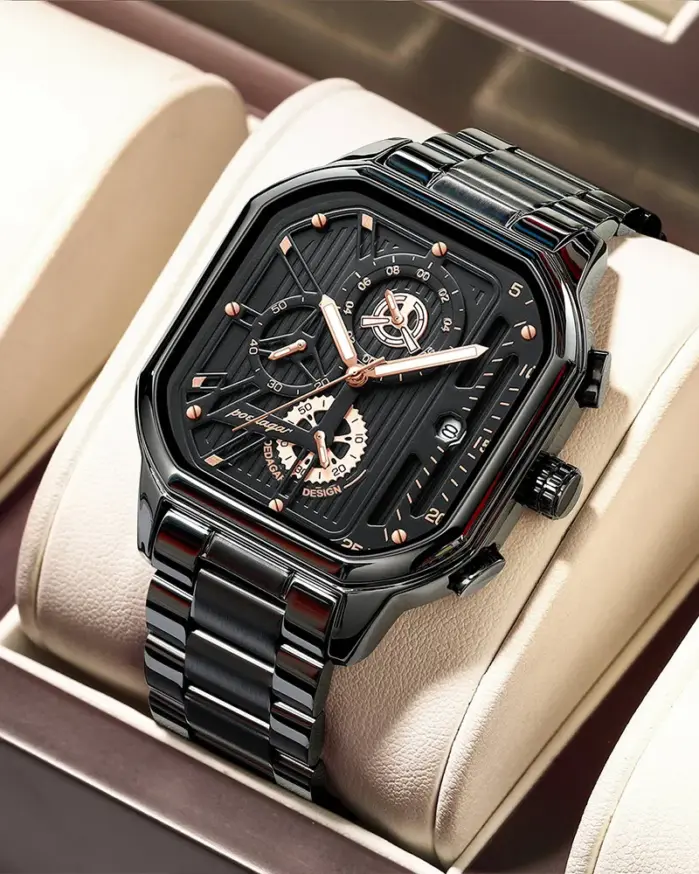 reloj informal de lujo para hombre, cronógrafo de moda de acero inoxidable, resistente al agua, fecha luminosa, relojes de pulsera militares para hombre, regalos 1