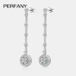 pendientes de gota de moissanita de 1CT para mujer, aretes largos redondos de plata pura S925 con diamantes de laboratorio, joyería de fiesta de alta gama 4 pendientes de gota de moissanita de 1CT para mujer, aretes largos redondos de plata pura S925 con diamantes de laboratorio, joyería de fiesta de alta gama 4