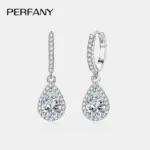pendientes de moissanita con corte de pera para mujer, 1CT, plata pura S925, diamantes cultivados en laboratorio, joyería de boda elegante 4