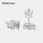 pendientes de tuerca de moissanita con corte de Esmeralda radiante para mujer, joyería de boda de moda con diamantes de laboratorio de corazón de plata pura S925 5