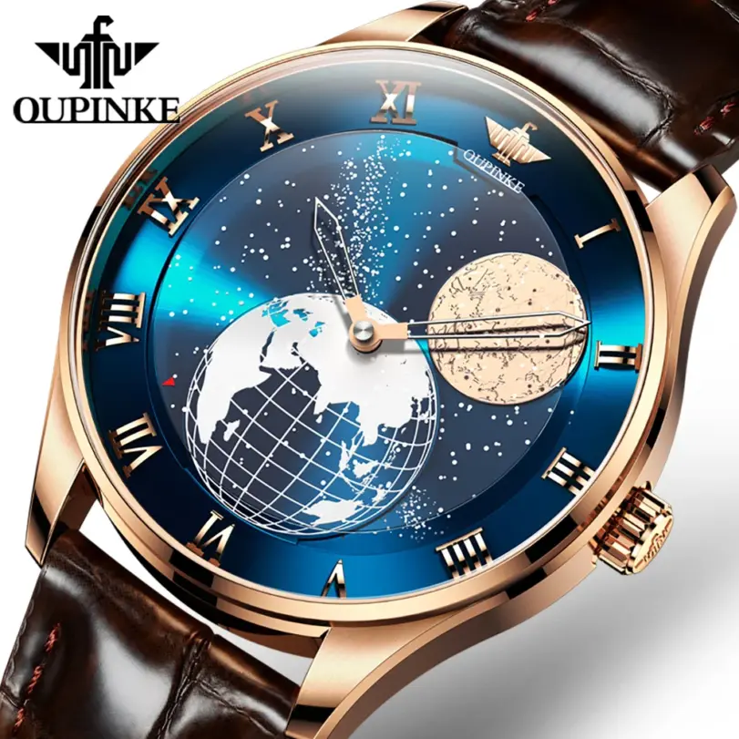 reloj automático con esfera de cielo estrellado para hombre, fase lunar, reloj de mano mecánico para hombre, escala romana, esfera giratoria resistente al agua 3230 1 reloj automático con esfera de cielo estrellado para hombre, fase lunar, reloj de mano mecánico para hombre, escala romana, esfera giratoria resistente al agua 3230 1