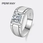 Anillo de moissanita para hombre, 0,5/1CT, plata pura S925, diseño esmerilado, anillo de boda de diamante eterno, joyería de lujo 1 Anillo de moissanita para hombre, 0,5/1CT, plata pura S925, diseño esmerilado, anillo de boda de diamante eterno, joyería de lujo 1