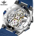 Real Tourbillon Reloj hombres marca automática mecánica hueco Original impermeable silicona luminosa zafiro Reloj Hombres 2