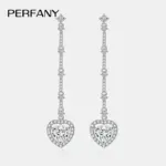 pendientes de gota de moissanita de 1CT para mujer, aretes largos de plata pura S925 con forma de corazón de laboratorio, joyería de fiesta de lujo 1