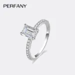 Anillo de moissanita de corte radiante/esmeralda de 1/2CT para mujer, plata pura S925, diamante de laboratorio GRA, joyería de boda nupcial 5