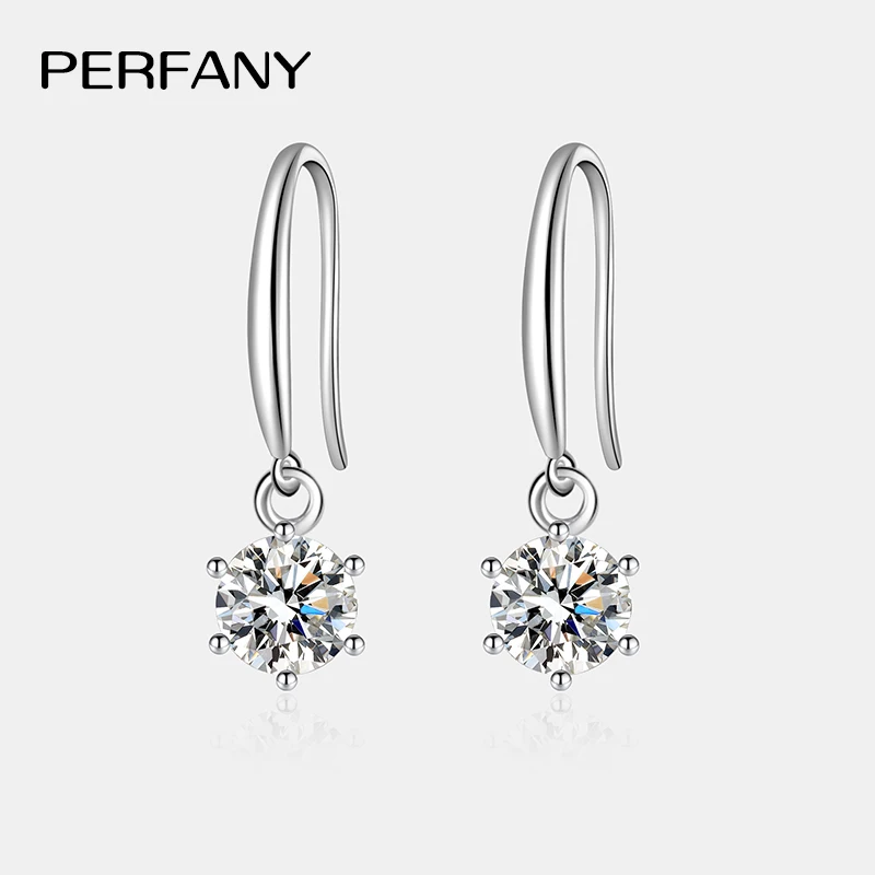 0,5/1CT pendiente de gota de moissanita para mujer S925 plata pura clásico seis garras laboratorio diamante joyería de boda de moda 1 0,5/1CT pendiente de gota de moissanita para mujer S925 plata pura clásico seis garras laboratorio diamante joyería de boda de moda 1