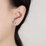Pendientes de moissanita de 0,3-1 quilates para mujer, pendientes de diamantes de imitación de copo de nieve de plata pura S925, joyería de alta gama para boda 2