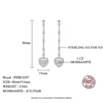 pendientes de gota de moissanita de 1CT para mujer, aretes largos de plata pura S925 con forma de corazón de laboratorio, joyería de fiesta de lujo 3