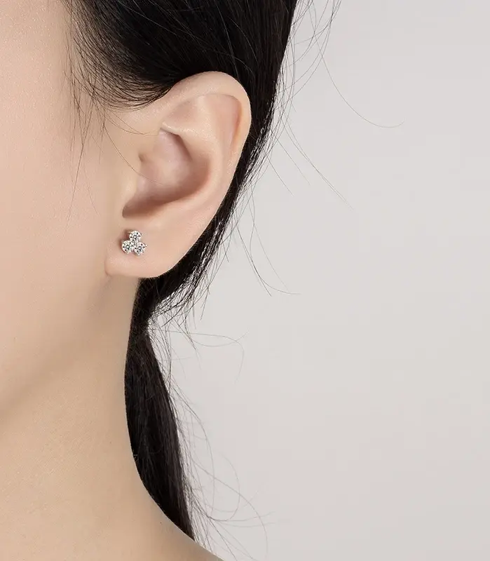 Pendientes de moissanita de 0,6 quilates para mujer, pétalos de plata pura S925, pendientes de diamantes de laboratorio, regalos de joyería de boda a la moda 2