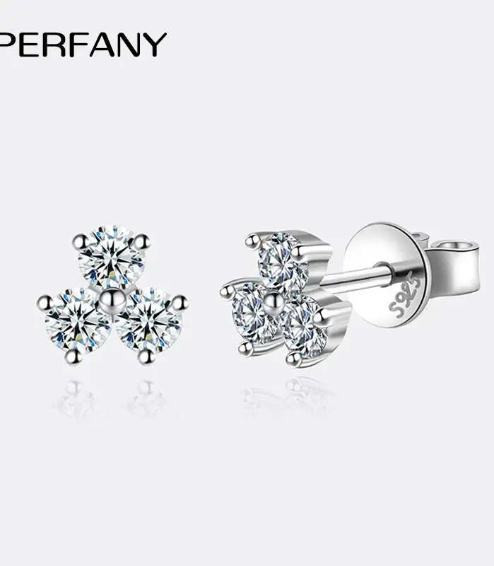 Pendientes de moissanita de 0,6 quilates para mujer, pétalos de plata pura S925, pendientes de diamantes de laboratorio, regalos de joyería de boda a la moda 1