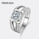 Anillo de moissanita de 1CT para hombre, anillo de compromiso de diamante de laboratorio con incrustaciones de plata pura S925, joyería de lujo para boda 1