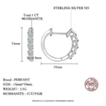 pendientes de moissanita para mujer, 1CT, plata pura S925, cultivo certificado en laboratorio, joyería de fiesta de lujo con diamantes 3
