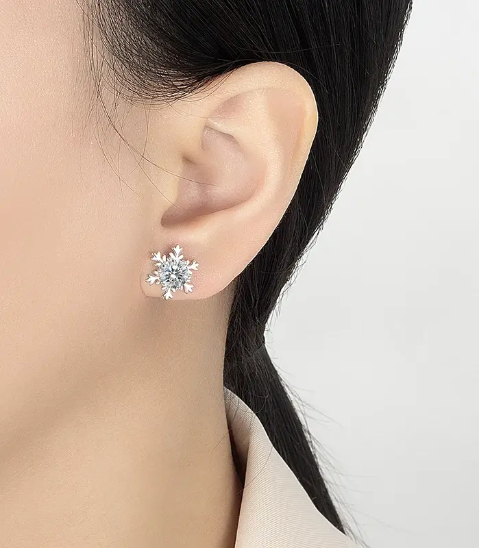 0,3-1CT pendientes de moissanita para mujer S925 plata pura diseño de copo de nieve diamante de laboratorio joyería elegante de moda 2