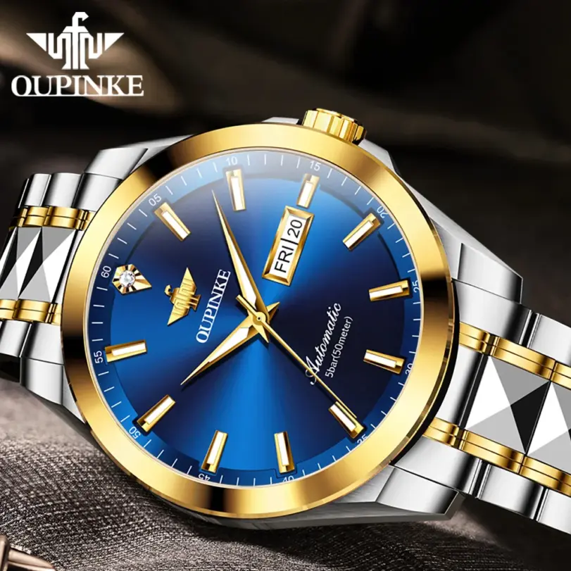 Reloj de pulsera con Diamante Real para hombre, accesorio Original, mecánico, automático, movimiento suizo, calendario luminoso 2