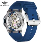 Real Tourbillon Reloj hombres marca automática mecánica hueco Original impermeable silicona luminosa zafiro Reloj Hombres 4