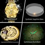Reloj de pulsera de dragón dorado para hombre, cronógrafo de lujo, mecánico, luminoso 6 Reloj de pulsera de dragón dorado para hombre, cronógrafo de lujo, mecánico, luminoso 6