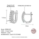 pendientes de aro de moissanita para mujer, 100% de plata pura, doble fila de diamantes brillantes, elegante regalo de joyería de moda, 0,72 quilates 3