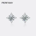 Pendientes de moissanita 0,5/1CT para mujer S925 plata pura estrella de cuatro garras pendientes de diamantes certificados GRA joyería de fiesta 1